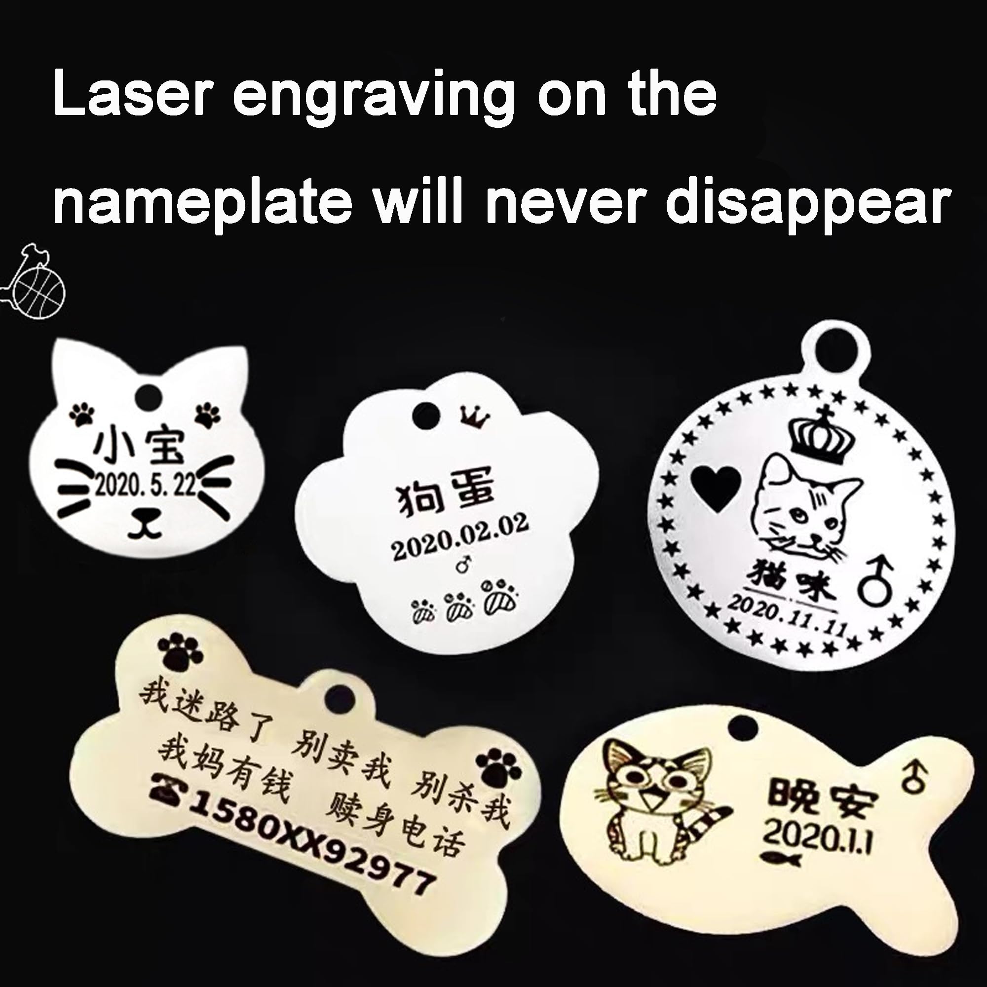 Handimake Custom Name Sign, pet Dog Carving, nameplate to Prevent Loss of ID Card Carving, Hanging tag, Dog pet Supplies, Necklace Loss, Carving