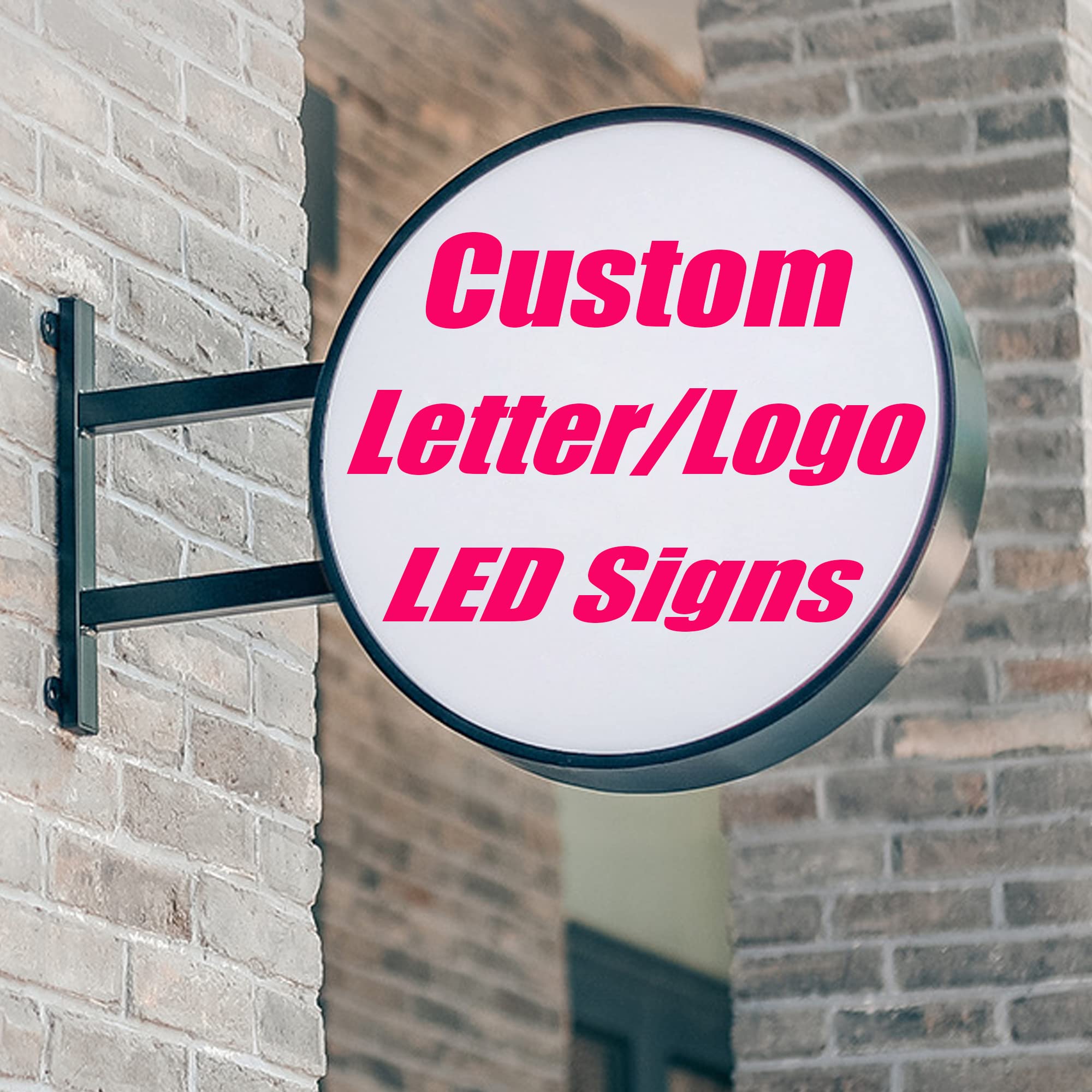 Handimake Custom Round Light Box Store Front Sign,Personalized LED Light LOGO Box,Custom LED Light Box Sign Board Home Party Birthday Wedding Gifts Letter Logo Signs for Shop Bar Cafe Beauty Nail Salon Decor
