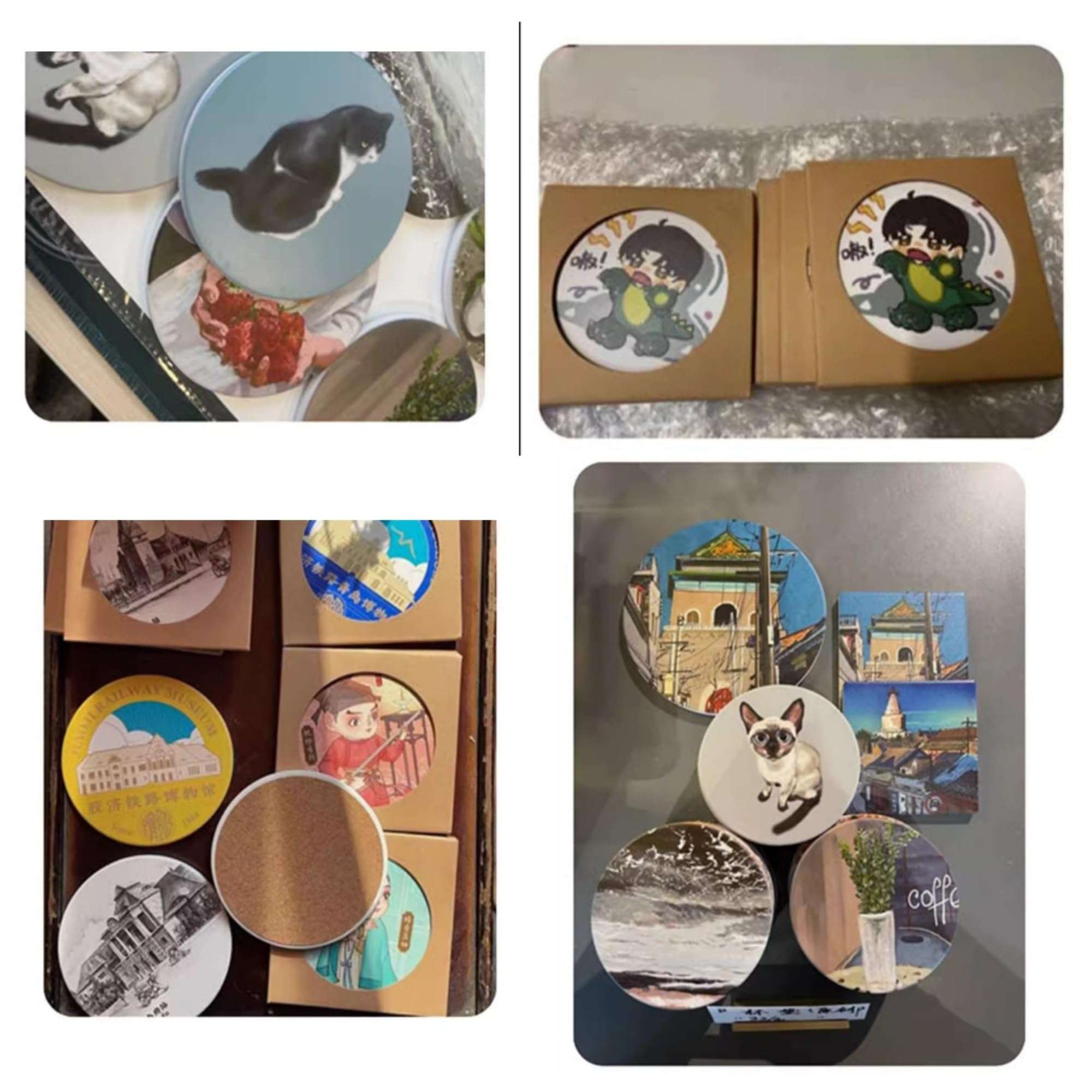 Handimake Customized Ceramic Coasters, Personalized Water Absorbing and Heat Insulating Cup Coasters, Customized Picture/Text Coasters, Dining Mats, Heat Insulating Mats