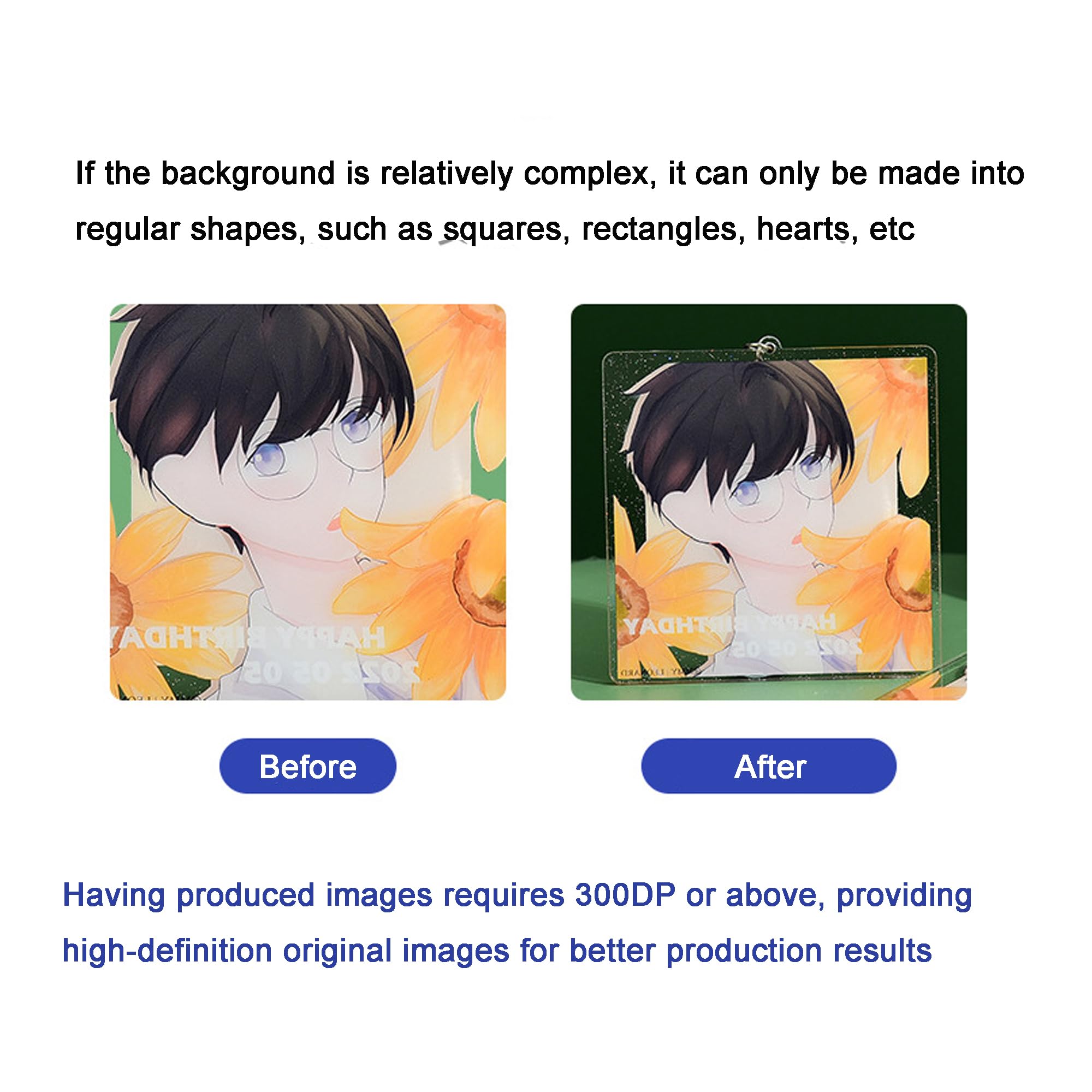 Handimake Custom Image Acrylic Keychain Double sided Printing Acrylic Keychain Personalized Gift Keychain, Pet Commemorative Souvenir Keychain, Birthday and Wedding Gifts