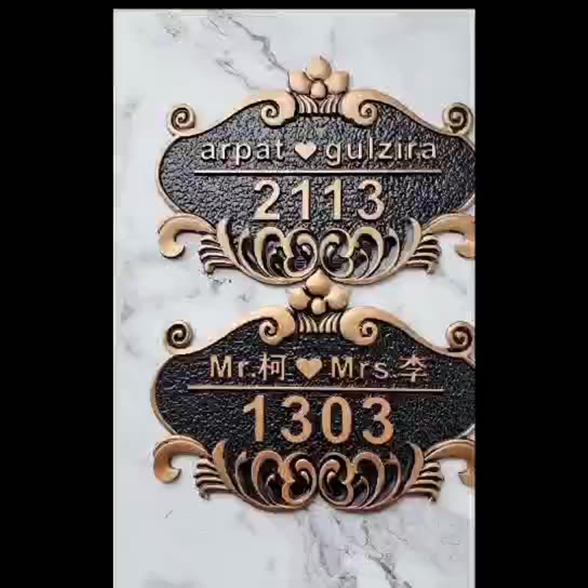 Handimake Customized house address and doorplate Personalized retro logo address plate with digital courtyard, garden, apartment street name, indoor and outdoor aluminum alloy