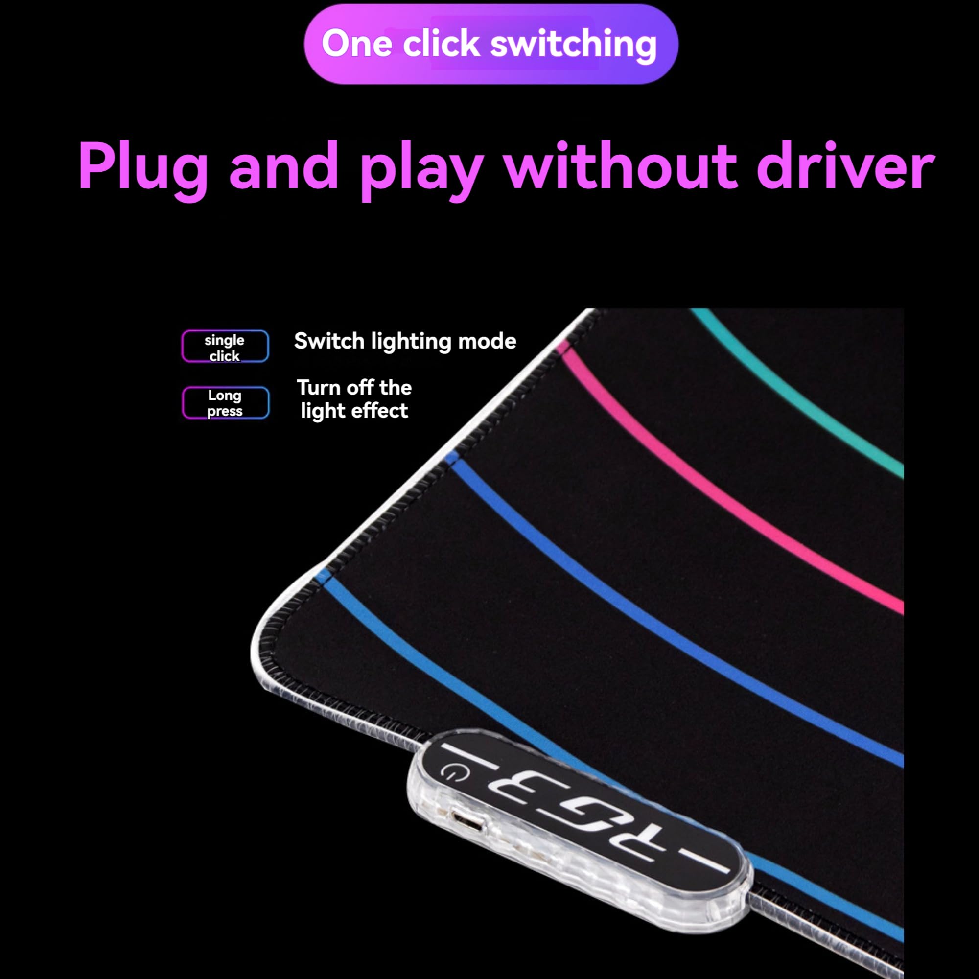 Handimake  Customized Colorful Luminous Mouse Pad, Personalized RGB Colorful LED Gaming Mouse Pad