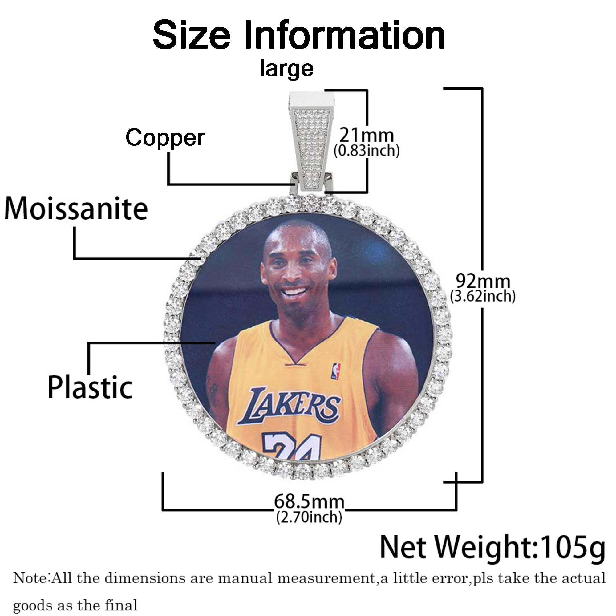 Handimake Customized Photo Necklace Customized Necklace for Men and Women Personalized Necklace Silver Round Jewelry Gift for European and American Fashion Boys Gift (Copper)