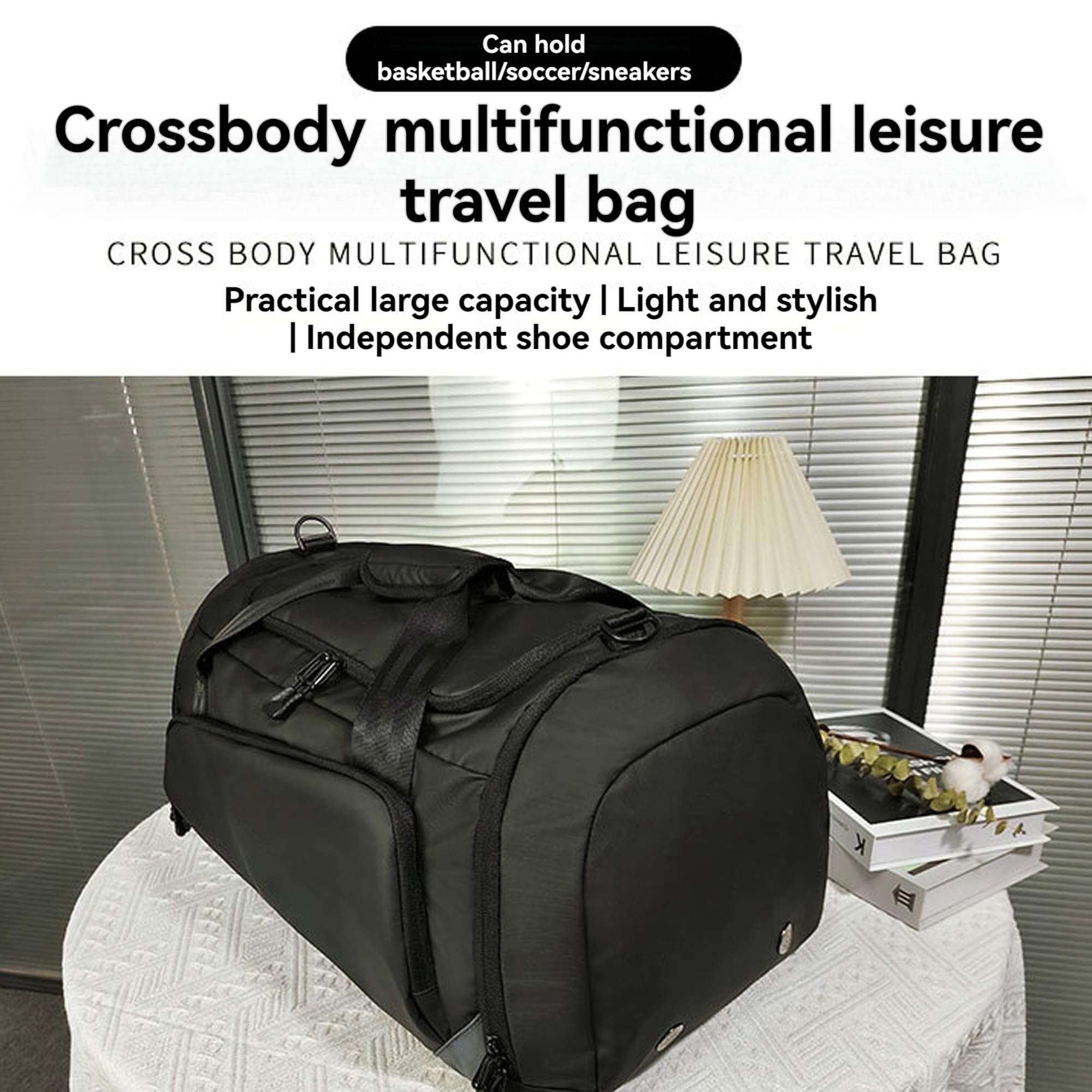 Handimake Customized fitness bag, personalized logo/text basketball luggage bag, large capacity dry wet separation football training independent shoe compartment fitness bag