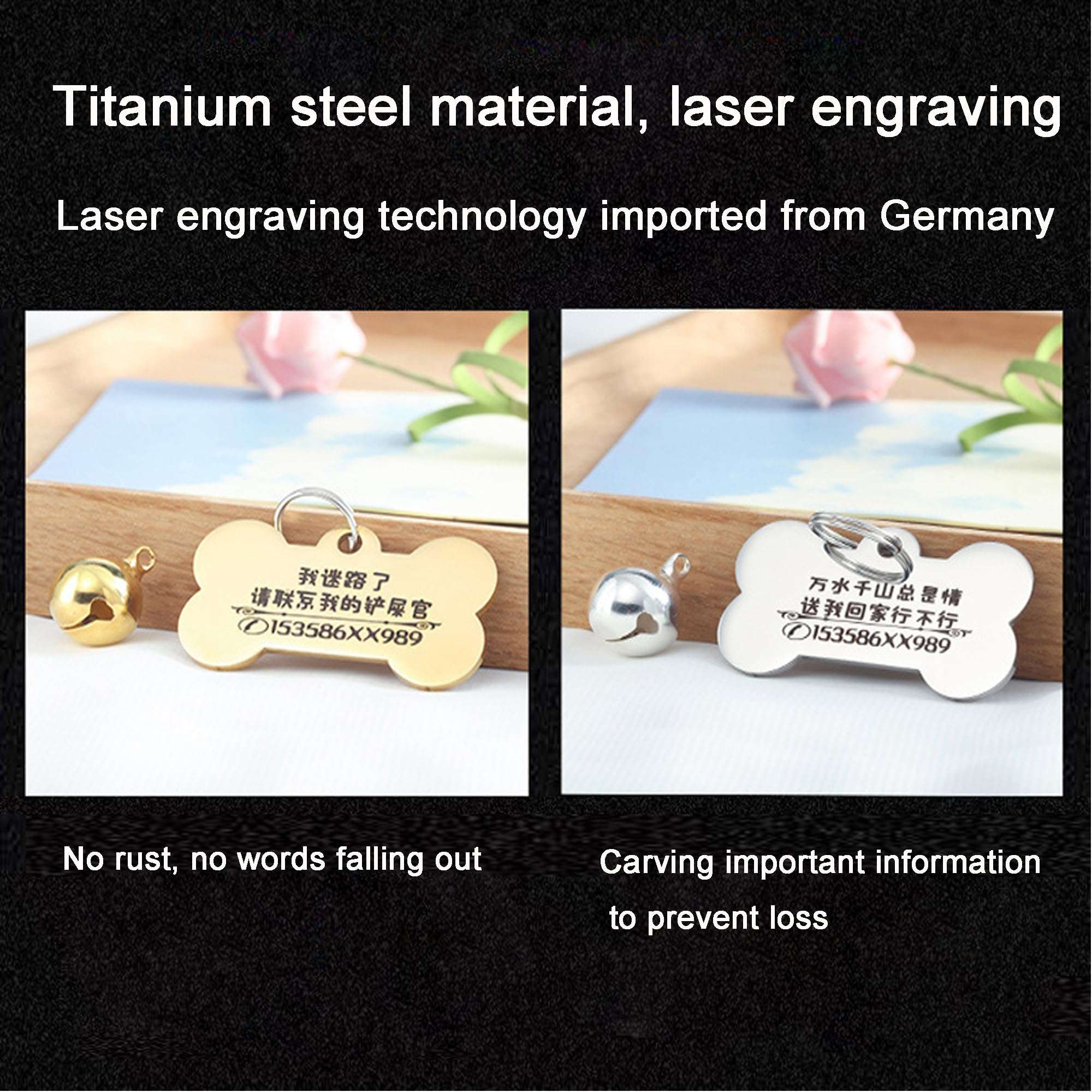 Handimake Custom Name Sign, pet Dog Carving, nameplate to Prevent Loss of ID Card Carving, Hanging tag, Dog pet Supplies, Necklace Loss, Carving