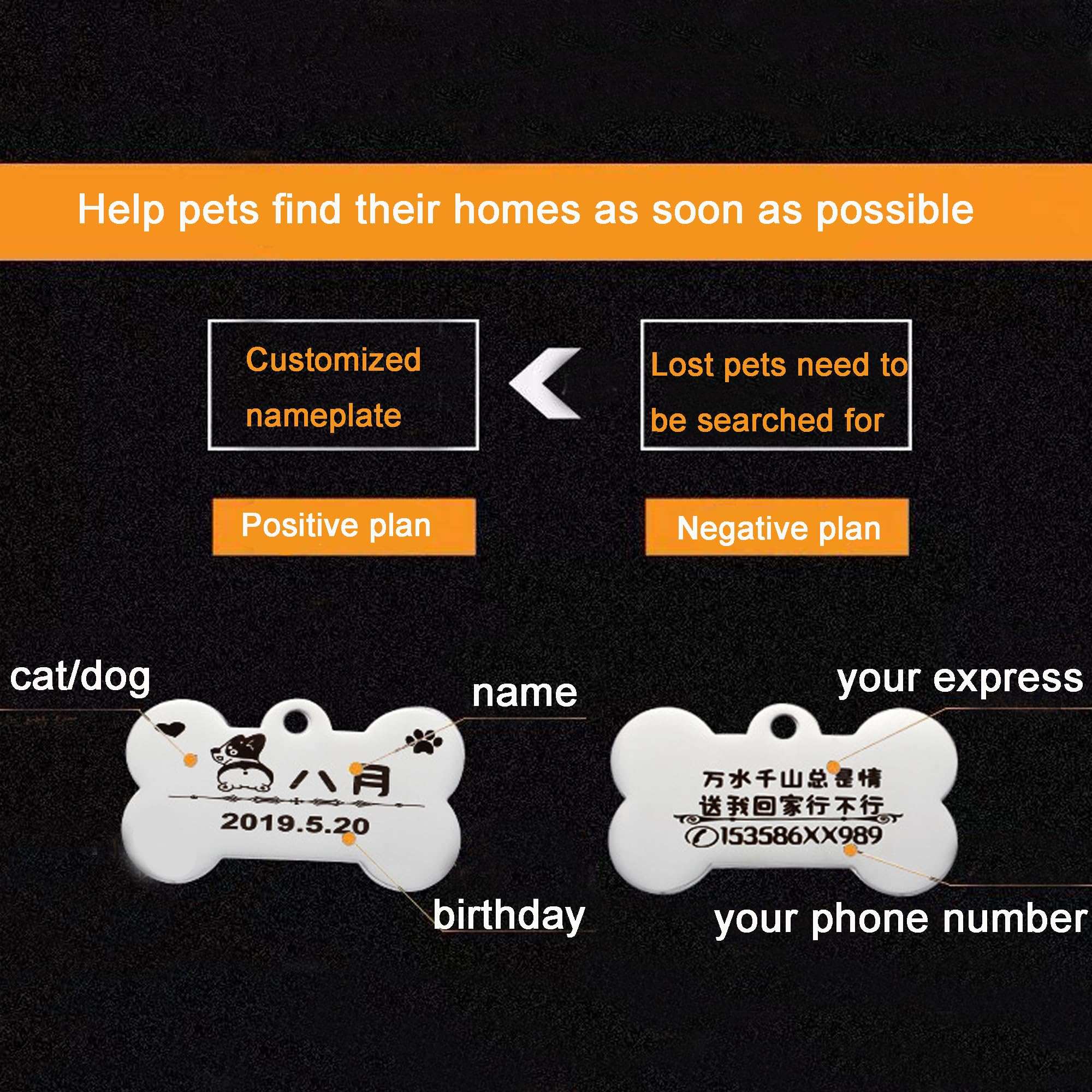 Handimake Custom Name Sign, pet Dog Carving, nameplate to Prevent Loss of ID Card Carving, Hanging tag, Dog pet Supplies, Necklace Loss, Carving