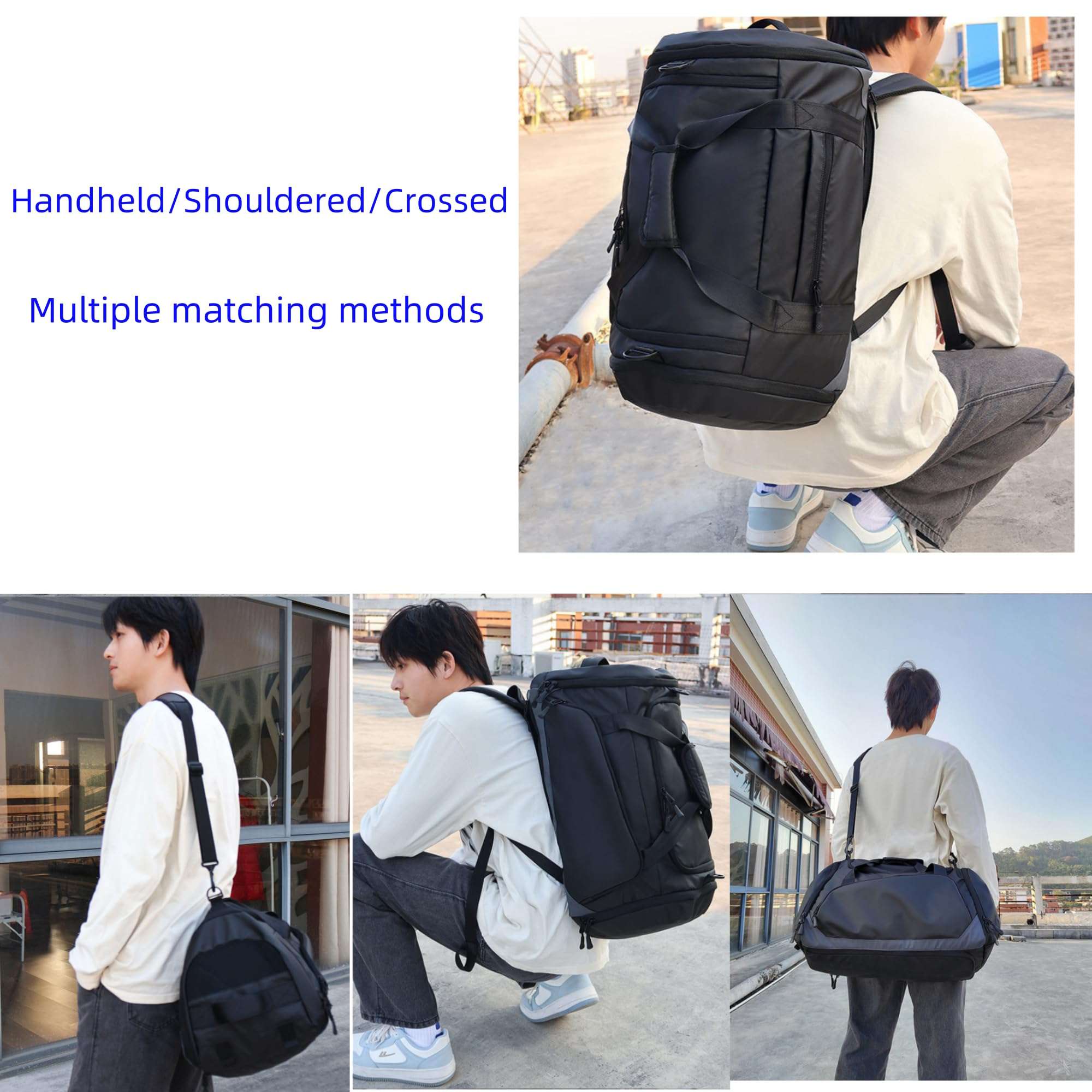Handimake Customized fitness bag, personalized logo/text basketball luggage bag, large capacity dry wet separation football training independent shoe compartment fitness bag