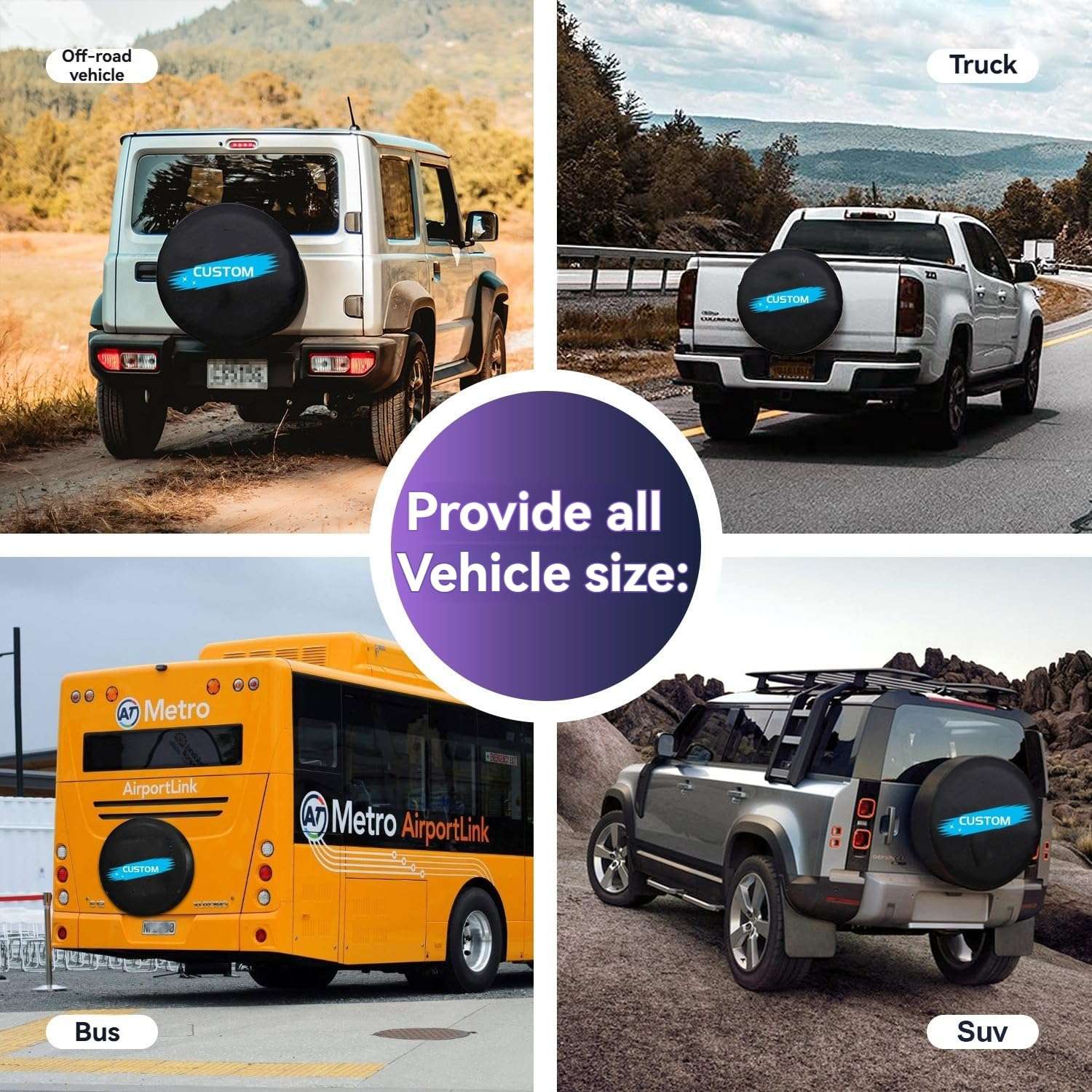 Handimake Customized Car Tire Protection Cover, Personalized Picture/Text/Logo Waterproof Spare Tire Cover, Suitable for Trailer Truck, SUV, and All Vehicle