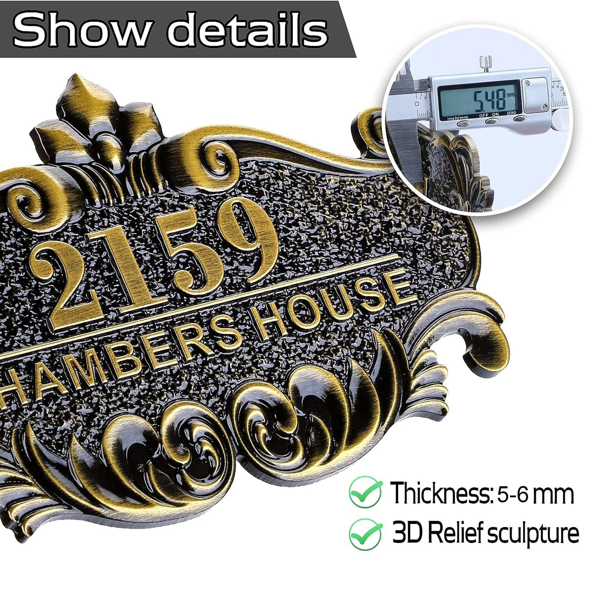 Handimake Customized house address and doorplate Personalized retro logo address plate with digital courtyard, garden, apartment street name, indoor and outdoor aluminum alloy