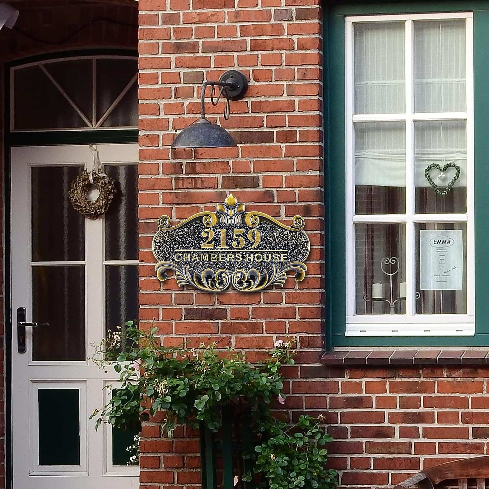 Handimake Customized house address and doorplate Personalized retro logo address plate with digital courtyard, garden, apartment street name, indoor and outdoor aluminum alloy