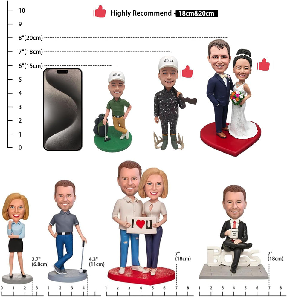 Custom Bobblehead, Custom Figures Personalized Figurine Customized Birthday Gifts for Boyfriend Husband Boss Office Coworker Valentines Day Gifts with Photos(1 Person)